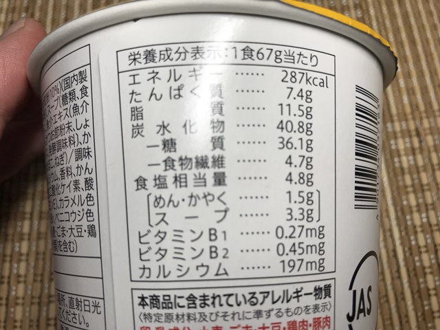 セブンプレミアム：柚子塩ラーメン　成分表